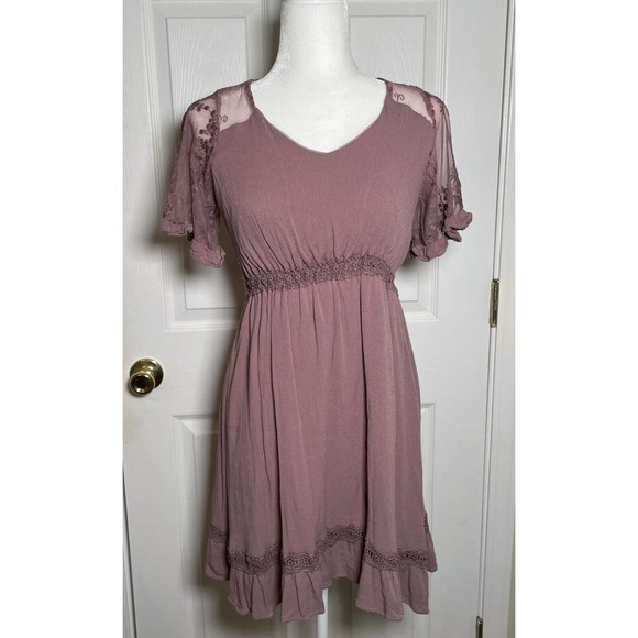 Easel Los Angeles Gracie Dress Size S Small Woman’s Plum Rose Floral Boho - Picture 1 of 11